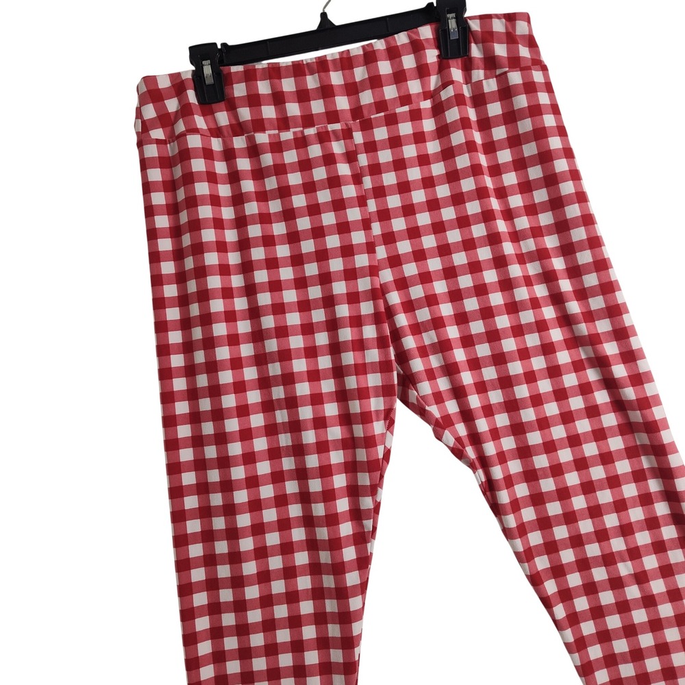 Way to Celebrate Patriotic Red White Gingham Check Leggings XXL 20 Capri Cropped